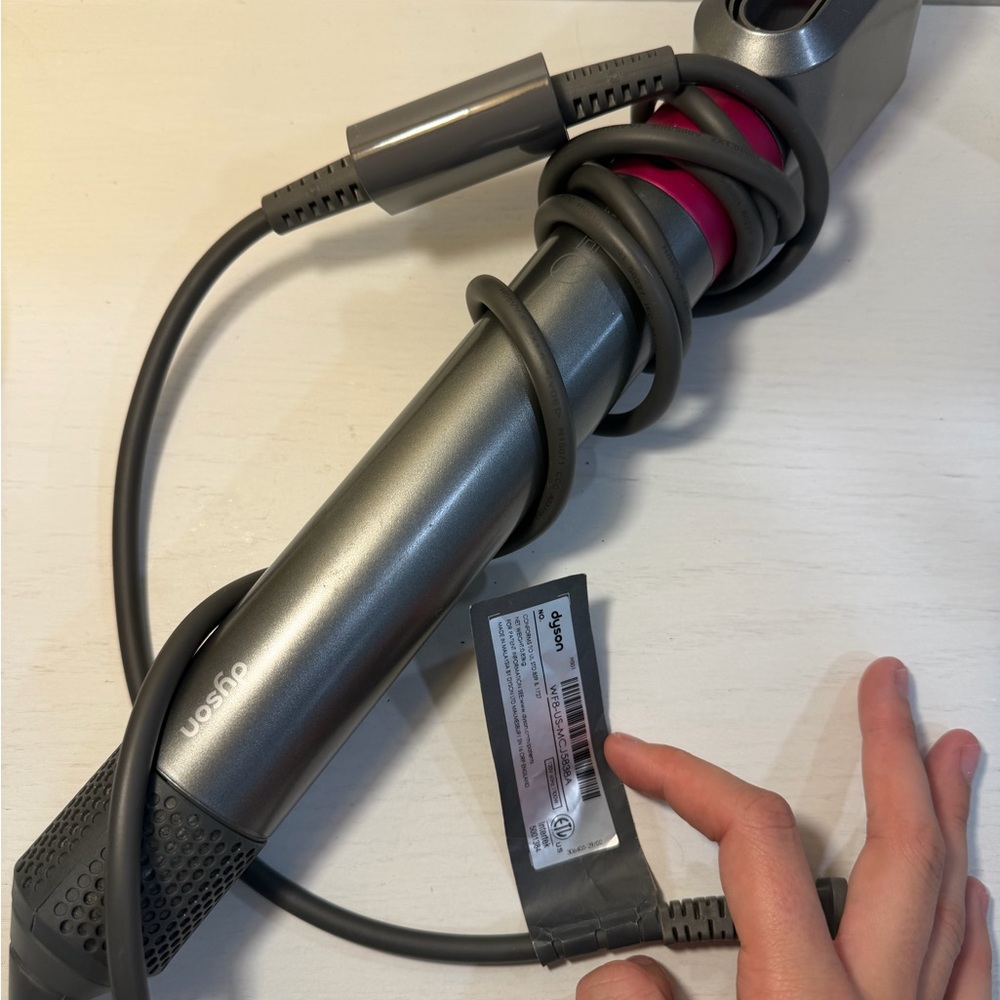 Dyson Hair Tool in Metallic Gray and Vibrant Pink